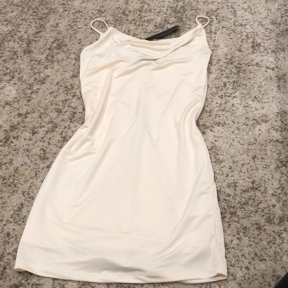 Off white silk bodycon dress